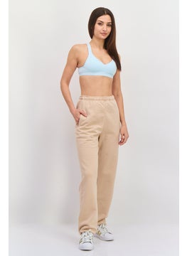 NIA Women Oversized Solid Fleece Sweatpants, Beige  - Image 4