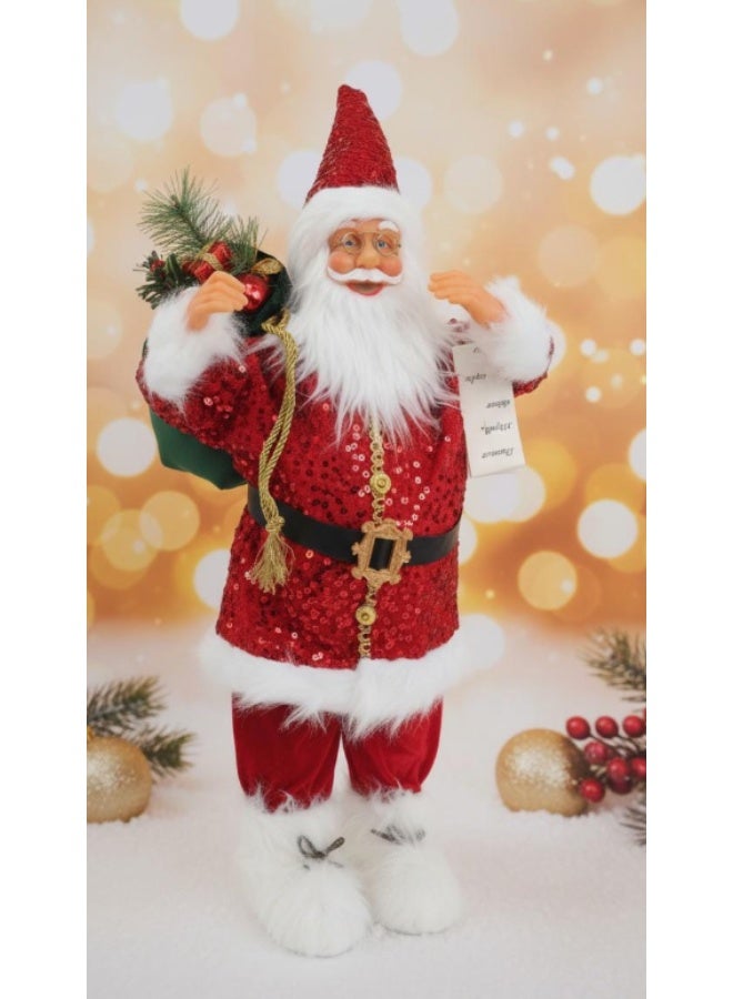 AKDC Grand Christmas Santa Figurine in Red Glitter Dress – 75 cm - Image 1