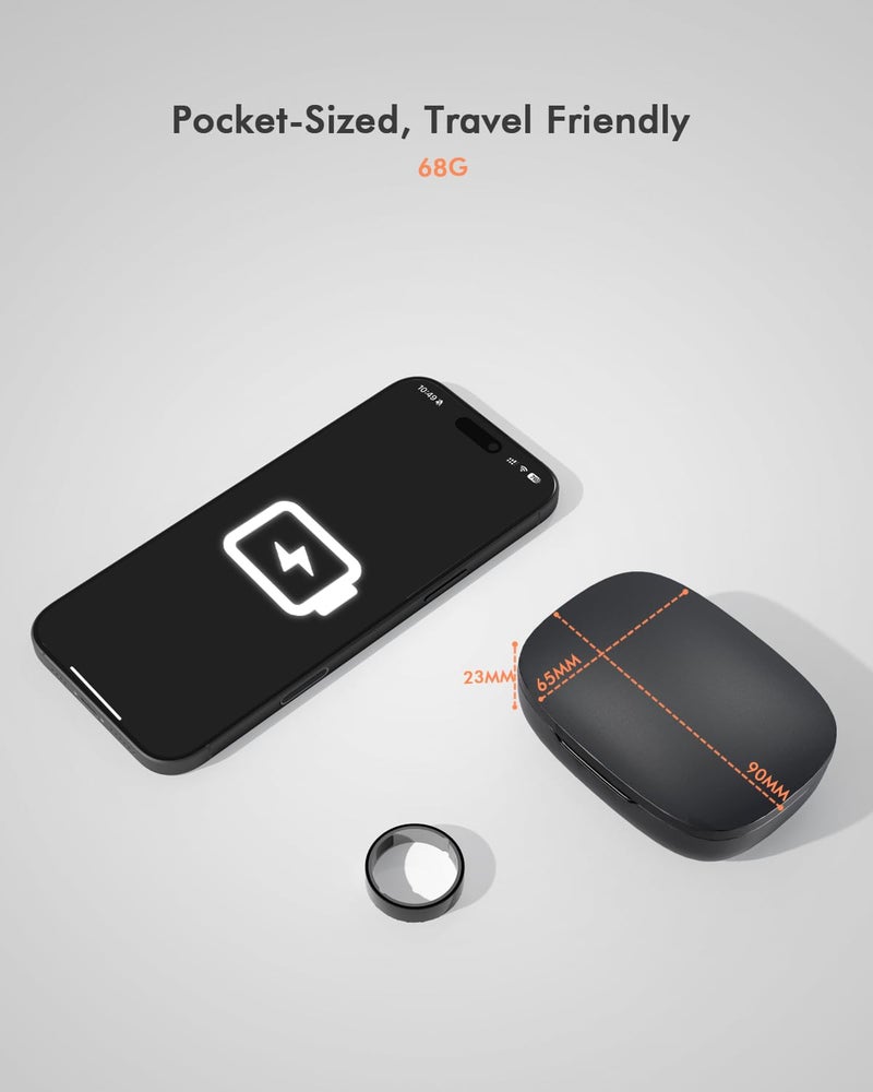 Doohoeek Updated Charging Case Compatible with Oura Ring 4 & 3 Charger, Wireless Power Station Fits Official Chargers & Fit All-Sized Rings Gen 4 & 3 1000mAh (Official Charger NOT Included), Black - Image 2