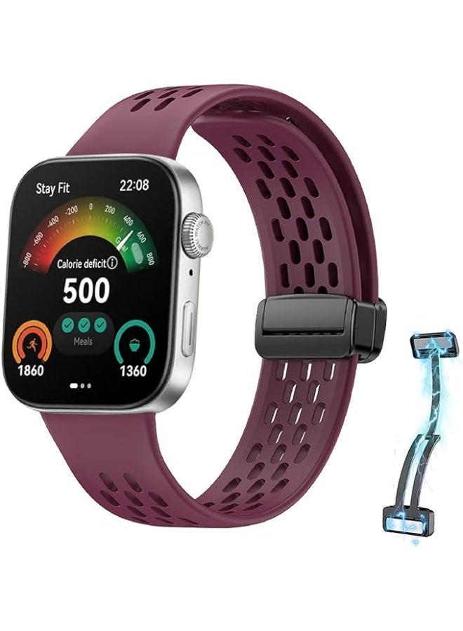 Silicone Strap Compatible with Huawei Watch Fit 3/Fit 4/Fit 4 Pro – Sport Breathable Band with Magnetic Metal Buckle, Quick Release Soft Replacement Wristband for Men and Women - Image 1