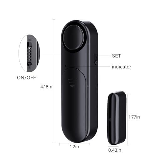 METAK Window and Door Alarm When Opened for Kids SafetyHome Security 2 Pack Sliding Door Sensor Alarms with Remote for DementiaBurglar Alert for BusinessGarageApartment EntryBackFrontPool Black - Image 3