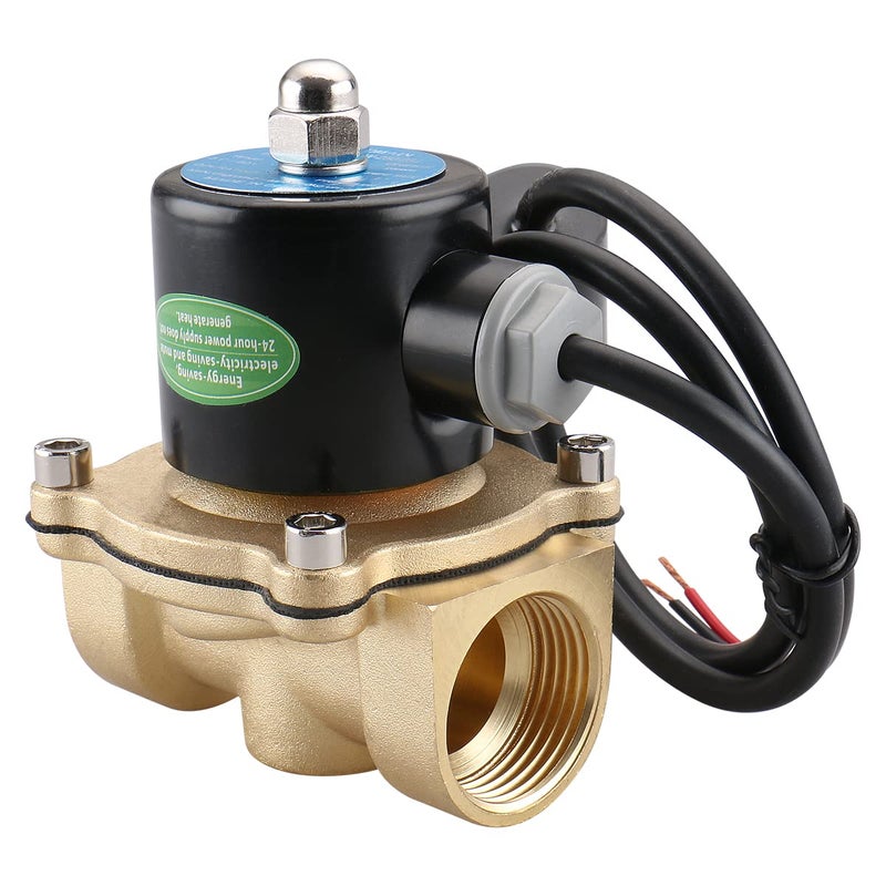 Baomain 1 inch DC 24V Brass Electric Solenoid Valve Water Air NC Energysaving Normal Closed Valve 2W25025J