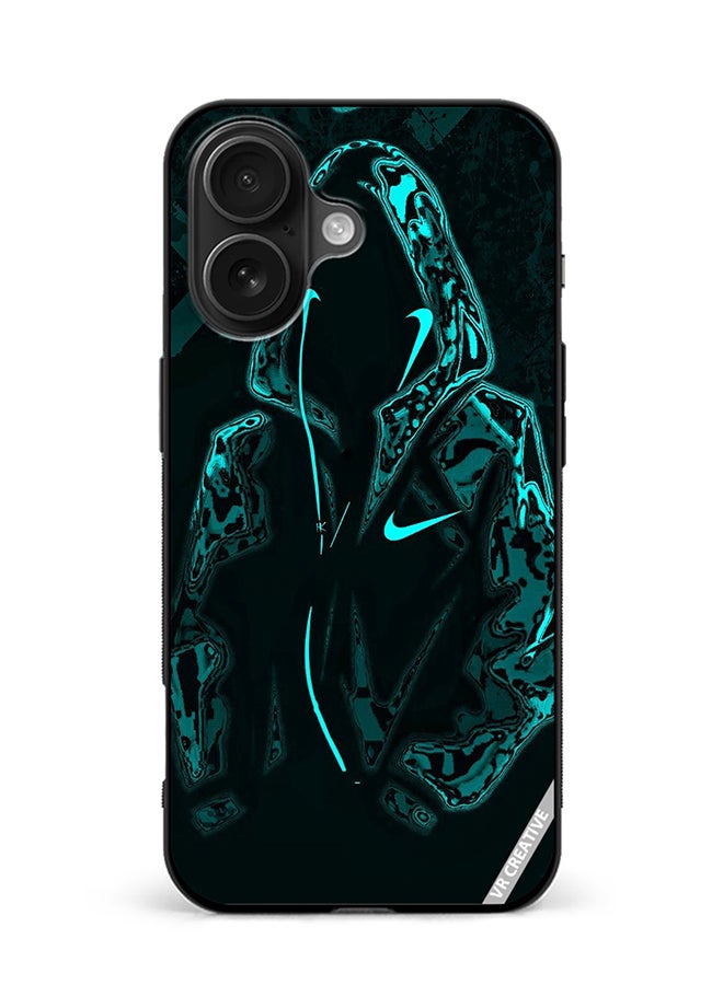 VR CREATIVE Protective Case Cover For Apple iPhone 16 Plus Mask Guy In Green Jacket Design Multicolour