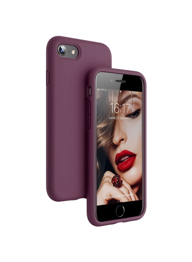 جراب متوافق مع iPhone 6/6S مقاس 4.7 بوصة، جراب هاتف نحيف من السيليكون السائل بأربع طبقات من المطاط الهلامي الناعم المقاوم للصدمات مع بطانة من الألياف الدقيقة المضادة للخدش (أحمر نبيذي) - Image 1