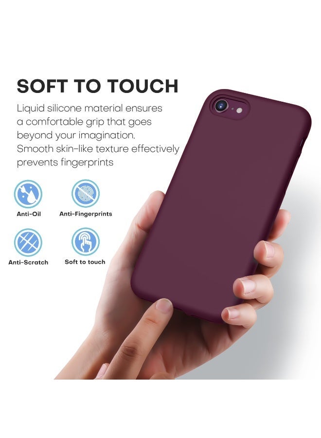 جراب متوافق مع iPhone 6/6S مقاس 4.7 بوصة، جراب هاتف نحيف من السيليكون السائل بأربع طبقات من المطاط الهلامي الناعم المقاوم للصدمات مع بطانة من الألياف الدقيقة المضادة للخدش (أحمر نبيذي) - Image 5