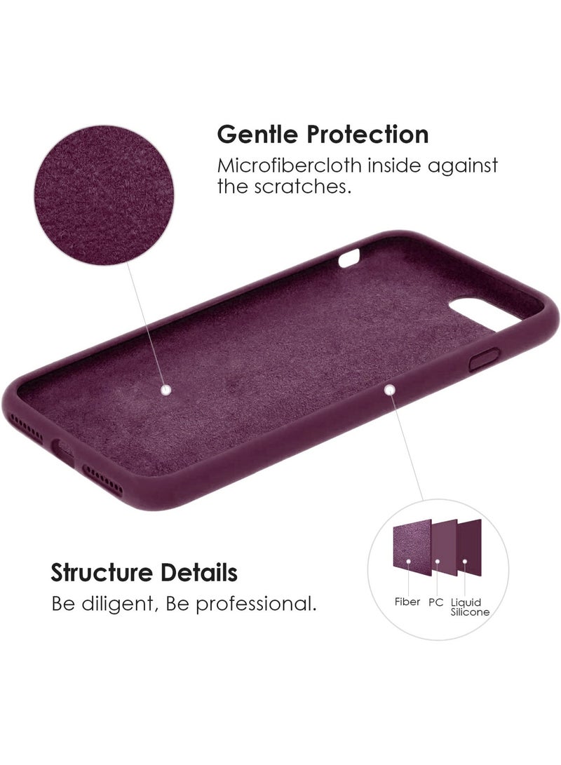 جراب متوافق مع iPhone 6/6S مقاس 4.7 بوصة، جراب هاتف نحيف من السيليكون السائل بأربع طبقات من المطاط الهلامي الناعم المقاوم للصدمات مع بطانة من الألياف الدقيقة المضادة للخدش (أحمر نبيذي) - Image 4