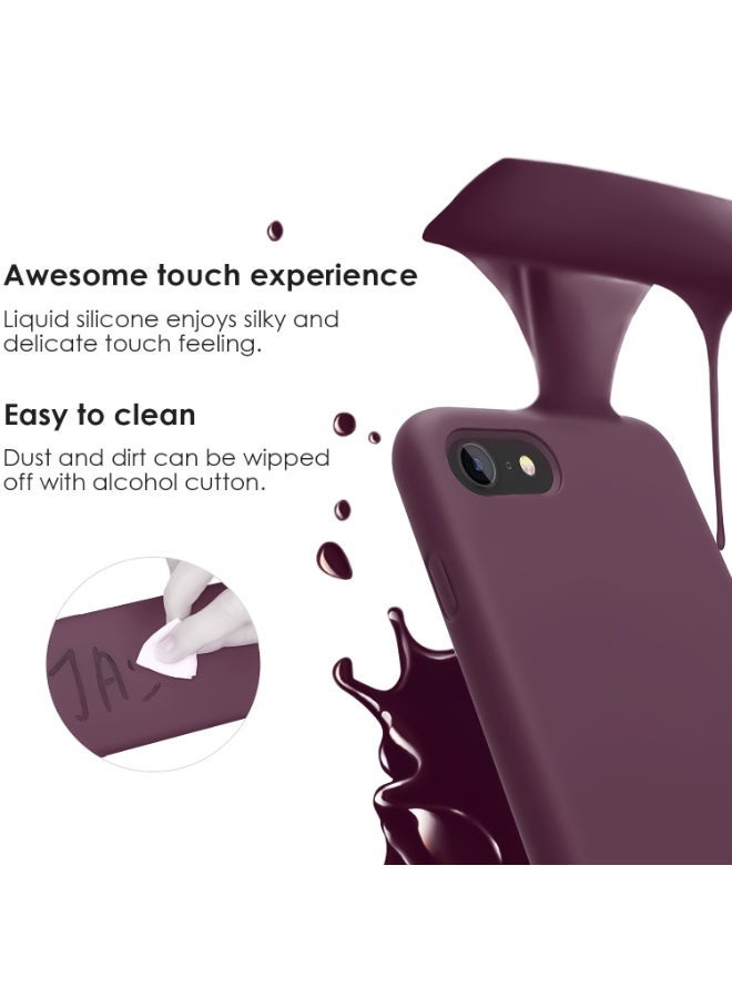 جراب متوافق مع iPhone 6/6S مقاس 4.7 بوصة، جراب هاتف نحيف من السيليكون السائل بأربع طبقات من المطاط الهلامي الناعم المقاوم للصدمات مع بطانة من الألياف الدقيقة المضادة للخدش (أحمر نبيذي) - Image 3