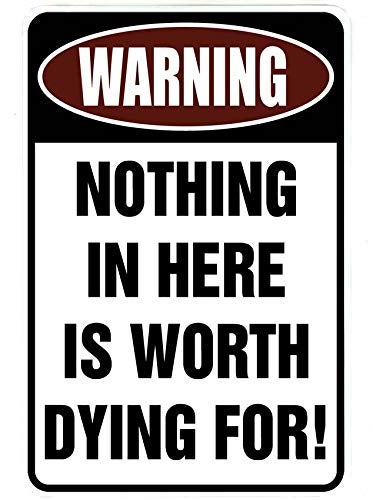 Custom Kraze Warning Nothing in Here is Worth Dying For  Funny Metal Sign for your garage man cave yard or wall