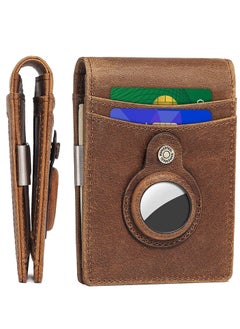 Leather Wallet, Mens Slim Wallet with Money Clip, Slim Mens Wallet with RFID Blocking, Front Pocket Wallet, Minimalist Wallet Brown