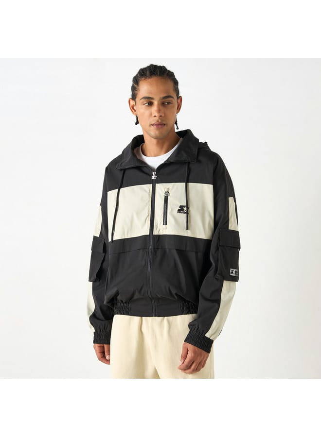 STARTER Starter Panel Detail Biker Jacket with Long Sleeves and Hood  - Image 1