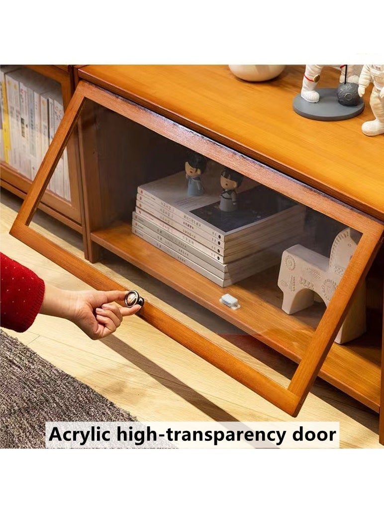 Kutis 1-Piece Modern TV And Coffee Table Living Room Shelf Storage Cabinet Home Furniture Bamboo Acrylic Brown 70x32x40 cm - Image 4