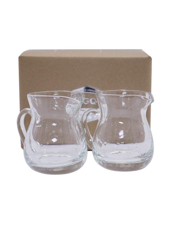 DGQ Classic Glass Creamer Pitcher With Handle 4Oz Pack Of 2 Milk Pourer Mini Creamer For Coffee Tea Maple Syrup Serving - Image 1