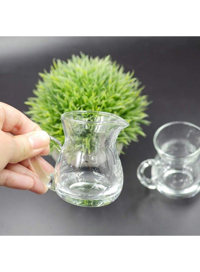 DGQ Classic Glass Creamer Pitcher With Handle 4Oz Pack Of 2 Milk Pourer Mini Creamer For Coffee Tea Maple Syrup Serving - Image 3