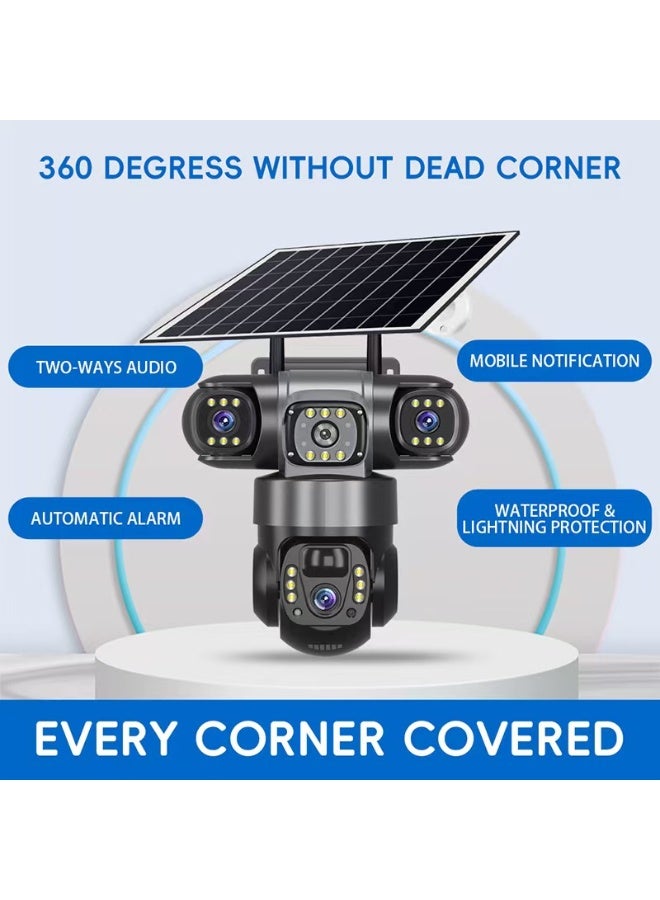 Generic Solar Security Camera 4G Security Camera 4K HD CCTV Battery Three-Eye Three-Screen Outdoor Smart Home Security Surveillance Camera  - Image 2