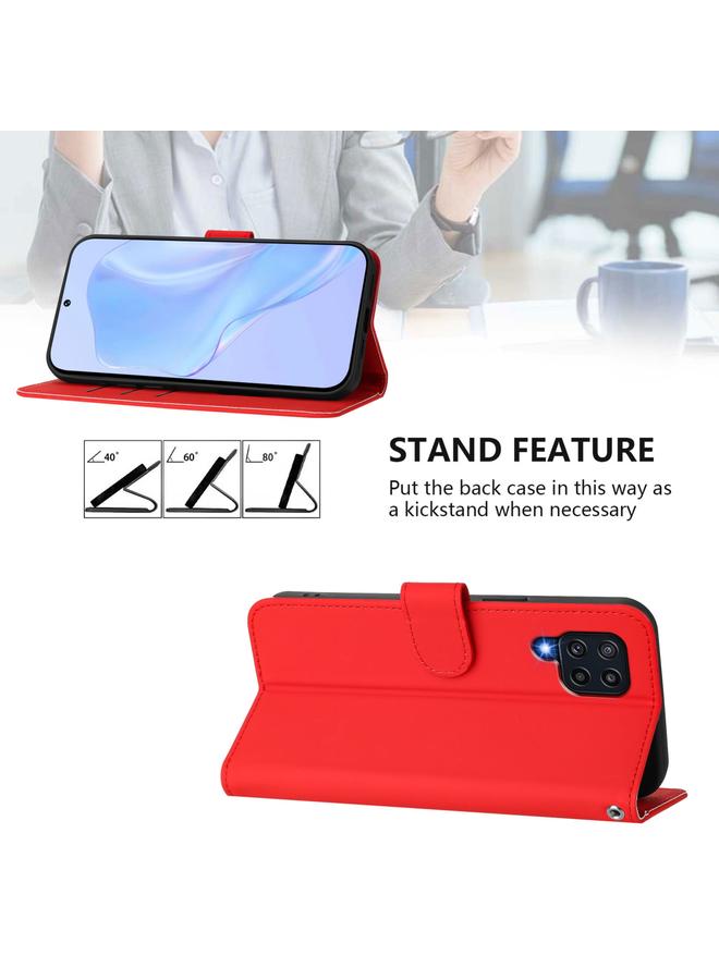 اس-توب جراب لهاتف Samsung Galaxy M32 4G / M22 مصنوع من الجلد بلون سادة مع حبل تعليق - Image 3