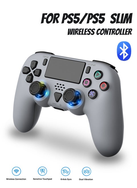 Wireless PS5 Controller with Dual Motor Vibration, Six-Axis Motion Sensing, Programmable Back Buttons, 3.5mm Headphone Jack, External Speaker, Wired/Wireless for PS5 & PC - Ergonomic Design for Comfortable Gaming