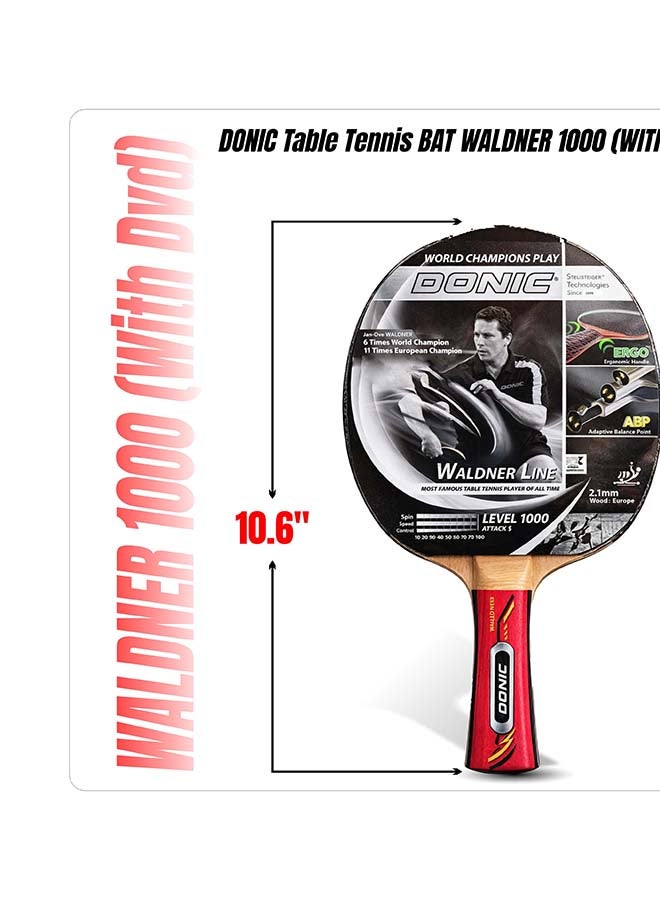 Donic DONIC Waldner 1000 Table Tennis Racquet – Professional Ping Pong Paddle with ITTF-Approved High-Performance Rubber, 5-Ply Blade, Maximum Spin, Speed and Control for Advanced Players - Premium Table Tennis Racquets for Performance, Durability and Everyday Use - Image 4