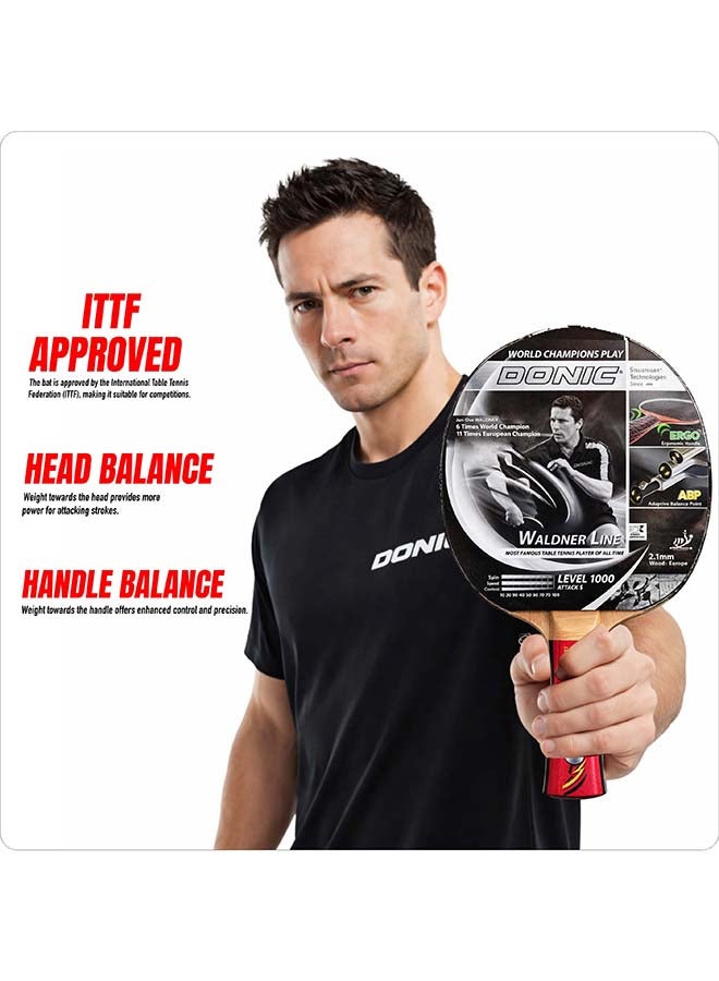 Donic DONIC Waldner 1000 Table Tennis Racquet – Professional Ping Pong Paddle with ITTF-Approved High-Performance Rubber, 5-Ply Blade, Maximum Spin, Speed and Control for Advanced Players - Premium Table Tennis Racquets for Performance, Durability and Everyday Use - Image 2