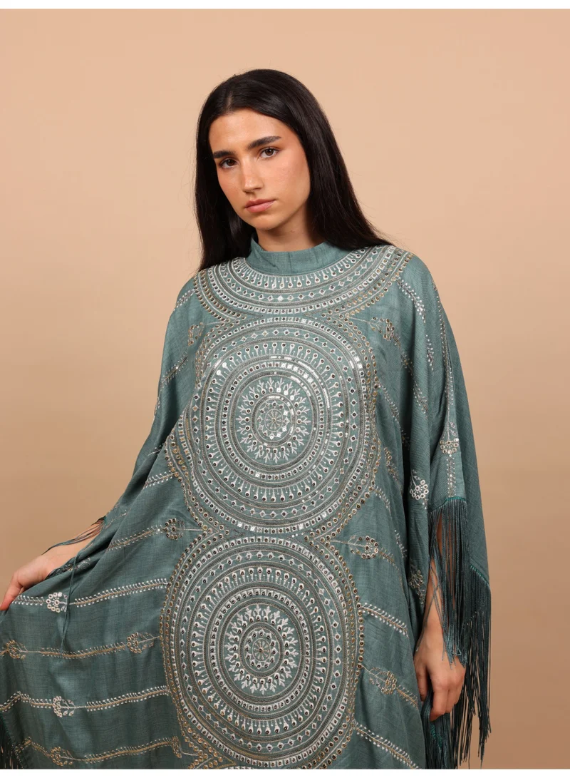 IKKXA IKKXA Shimmering Diamond Pattern Jalabiya IK1104 Green