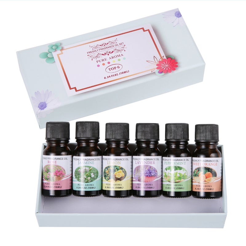 6 زجاجات/مجموعة زيت طبيعي نباتي نقي للعطور 10 مل زيوت العطور لمرطب الهواء - Image 3