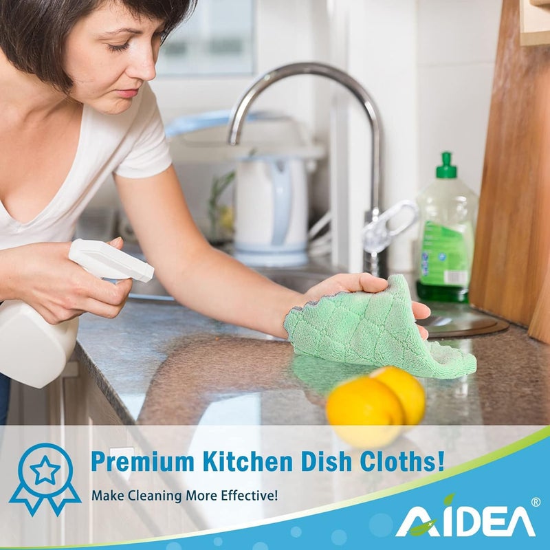 AIDEA Kitchen Towels, 12 Pack Absorbent Coral Fleece Dish Towels, No Odor Reusable Dish Cloths, Microfiber Cleaning Cloths, Fast Drying Dishcloths, 6.3" x10.4" - Image 5