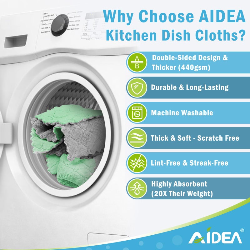 AIDEA Kitchen Towels, 12 Pack Absorbent Coral Fleece Dish Towels, No Odor Reusable Dish Cloths, Microfiber Cleaning Cloths, Fast Drying Dishcloths, 6.3" x10.4" - Image 4