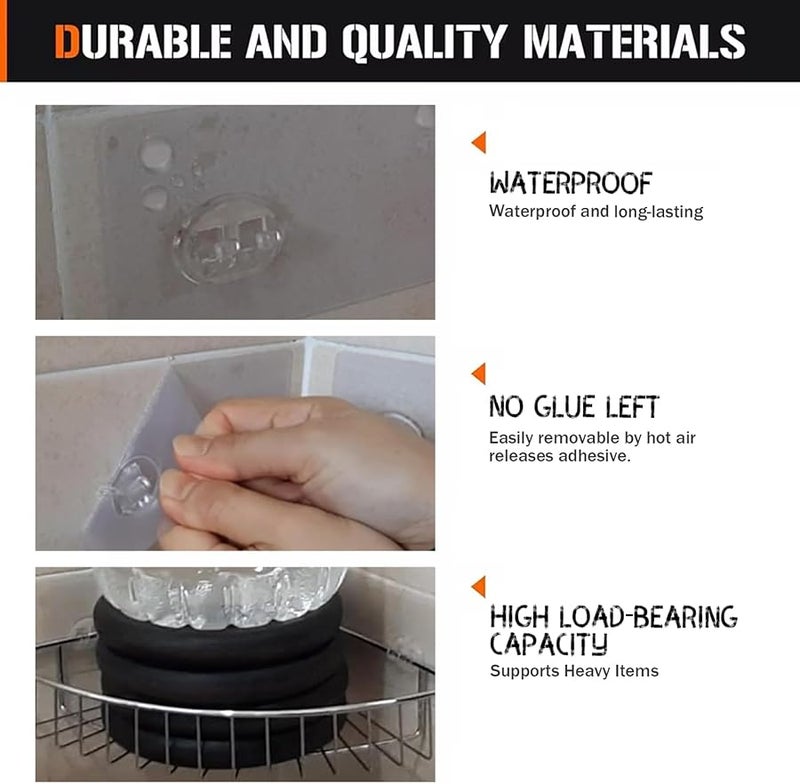 6 قطع وسادات لاصقة شفافة مقاومة للماء مقاس 2.4 × 5.5 بوصة لاستبدال حامل الدش وتخزين الحمام والمطبخ - Image 4
