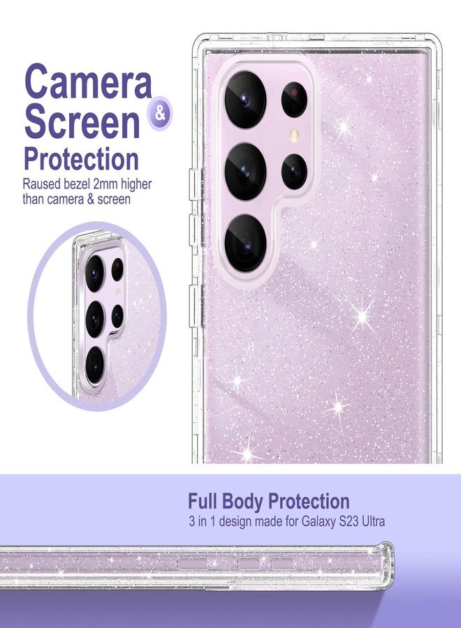 ULAK Compatible with Samsung Galaxy S23 Ultra 5G Case, Heavy Duty Shockproof Hybrid Soft TPU Bumper Drop Protection Transparent Phone Case for Galaxy S23 Ultra 5G 6.8 inch - Clear Glitter - Image 4