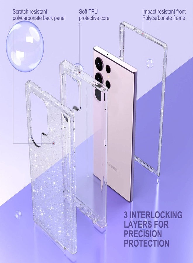 ULAK Compatible with Samsung Galaxy S23 Ultra 5G Case, Heavy Duty Shockproof Hybrid Soft TPU Bumper Drop Protection Transparent Phone Case for Galaxy S23 Ultra 5G 6.8 inch - Clear Glitter - Image 2