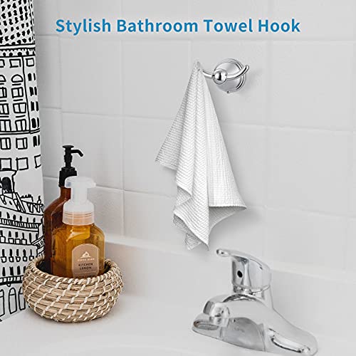 FILTA Bathroom Towel Hooks, Polished Chrome Robe & Towel Hooks for Wall Mounted, Traditional Towel and Robe Hooks for Hanging Towels, Bath Towel Holder for Shower(2 Pack) - Image 2