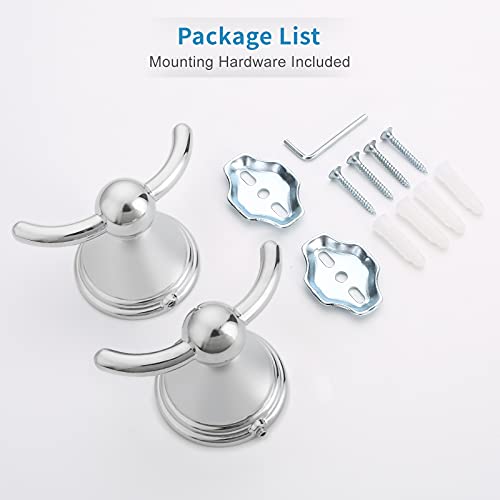 FILTA Bathroom Towel Hooks, Polished Chrome Robe & Towel Hooks for Wall Mounted, Traditional Towel and Robe Hooks for Hanging Towels, Bath Towel Holder for Shower(2 Pack) - Image 3