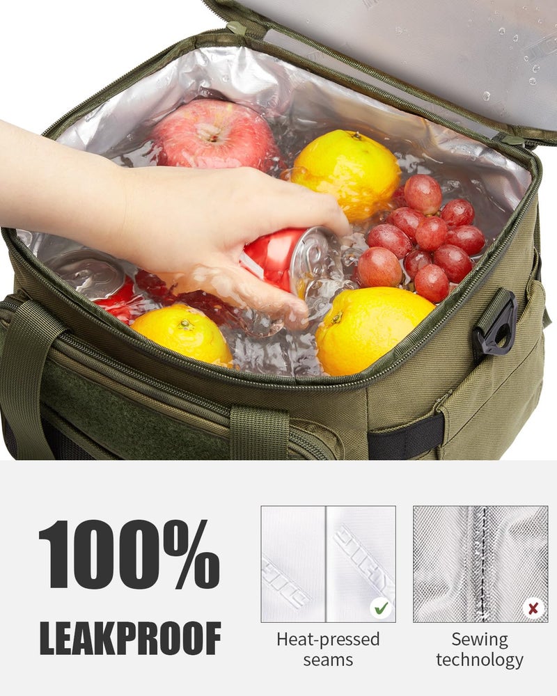 JOYHILL 18 L Tactical Lunch Box - Insulated, Leakproof, and Expandable Double-Deck Cooler Bag for Work, Camping, Picnic - Durable Black Lunch Bag for Adults,24 Can - Image 5