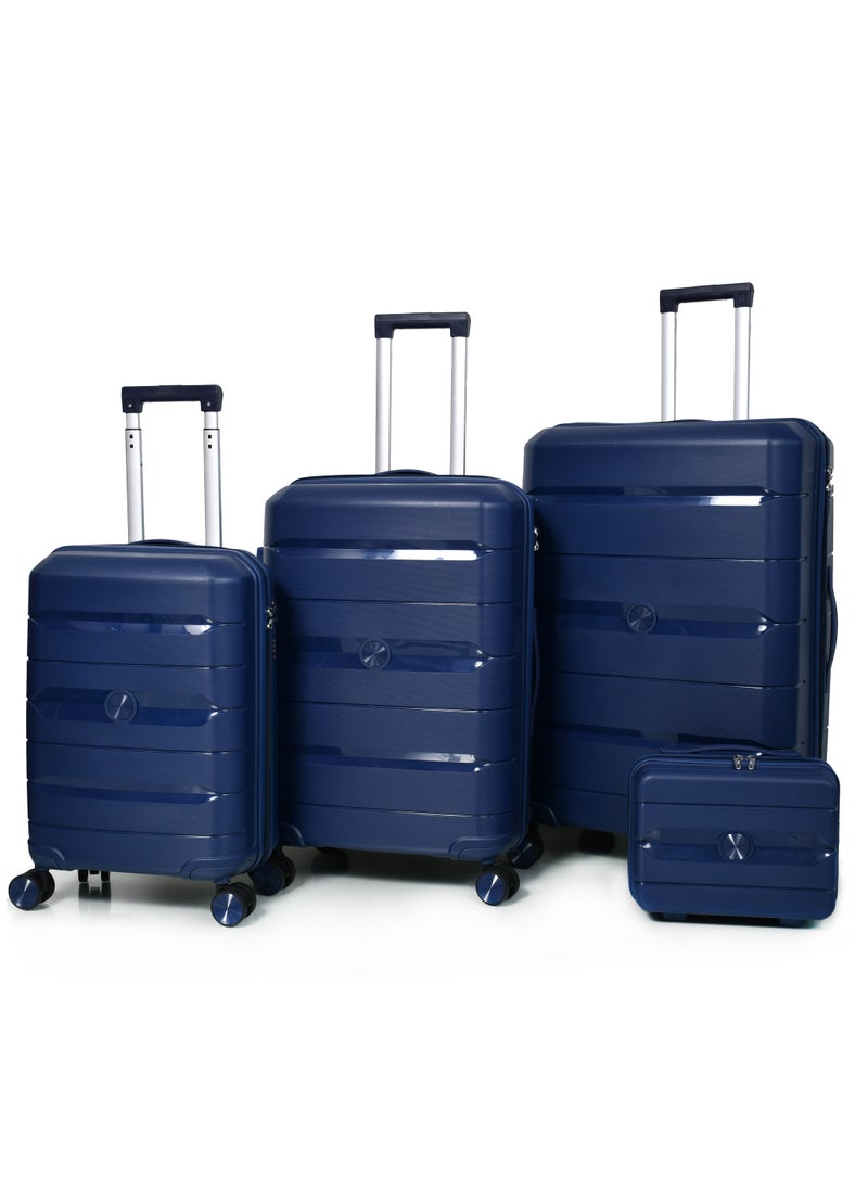 MORANO - Murano Luggage Set, Hard-Side Unbreakable Polypropylene, Lightweight, 4-Piece Spinner Suitcase with Built-in TSA Lock Navy Blue - Image 1