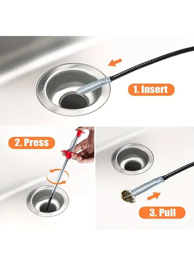Pipe Four Claw Hook Drain Cleaner 63 Inch Flexible Heavy Duty Steel Unclogging Tool - Image 5