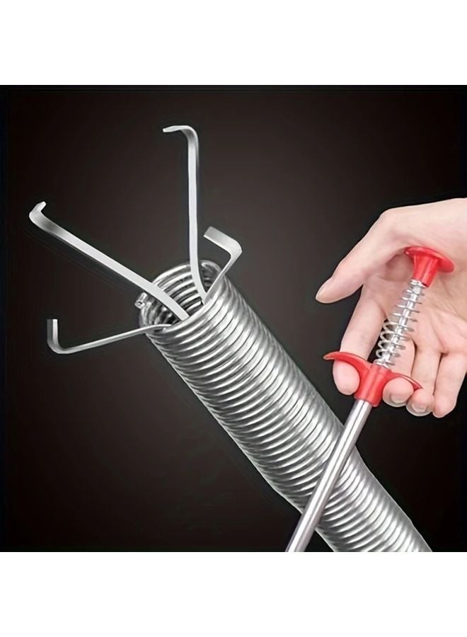 Pipe Four Claw Hook Drain Cleaner 63 Inch Flexible Heavy Duty Steel Unclogging Tool - Image 2