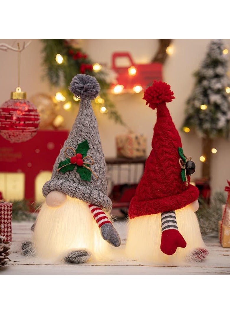 AUTOYSUR 2 قطعة من مصابيح زينة الكريسماس، زينة دمية قزم رودولف بلا وجه لحفلات الكريسماس، زينة أقزام الكريسماس، قزم سويدي مصنوع يدويًا من القطيفة سانتا إلفز مع ضوء (28 سم × 16 سم) - Image 4