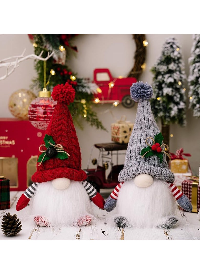 AUTOYSUR 2 قطعة من مصابيح زينة الكريسماس، زينة دمية قزم رودولف بلا وجه لحفلات الكريسماس، زينة أقزام الكريسماس، قزم سويدي مصنوع يدويًا من القطيفة سانتا إلفز مع ضوء (28 سم × 16 سم) - Image 2