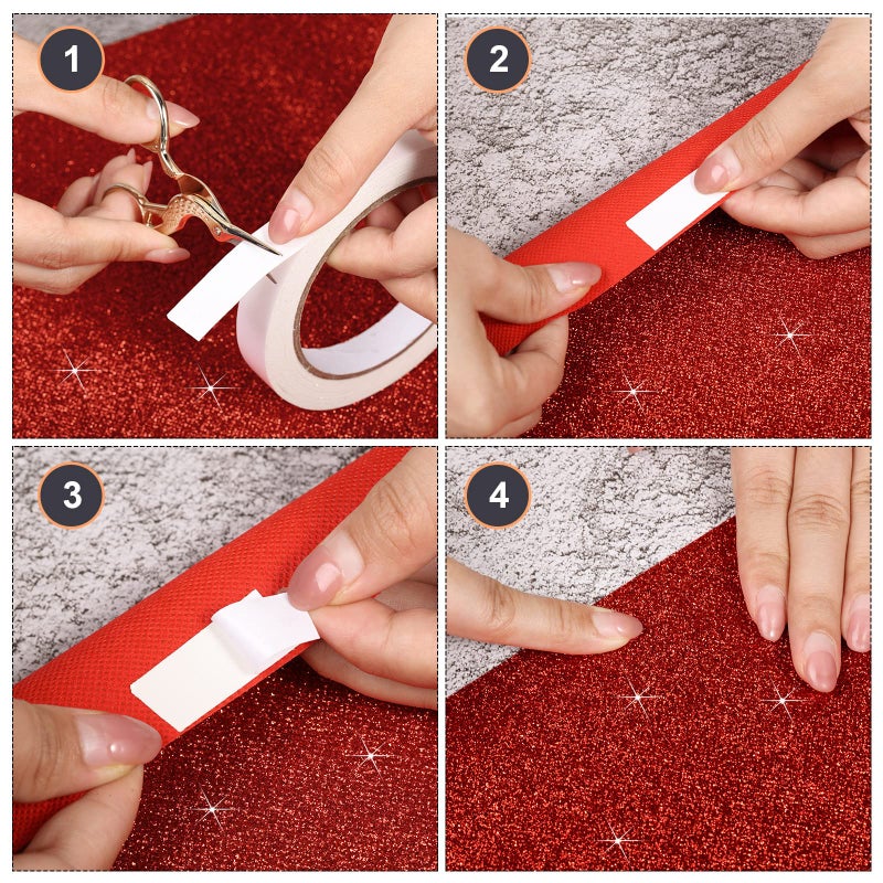 Tatuo Carpet Runner Runway Rug 55 GSM Thickness with Carpet Tape for Prom Wedding Halloween Christmas Outdoor Indoor Hallway Party Rug(2.46 x 32.8 Feet,Glitter Red) - Image 3