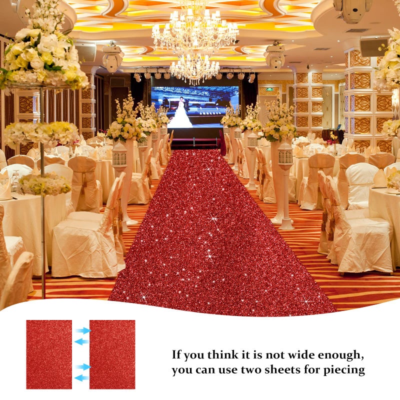 Tatuo Carpet Runner Runway Rug 55 GSM Thickness with Carpet Tape for Prom Wedding Halloween Christmas Outdoor Indoor Hallway Party Rug(2.46 x 32.8 Feet,Glitter Red) - Image 5