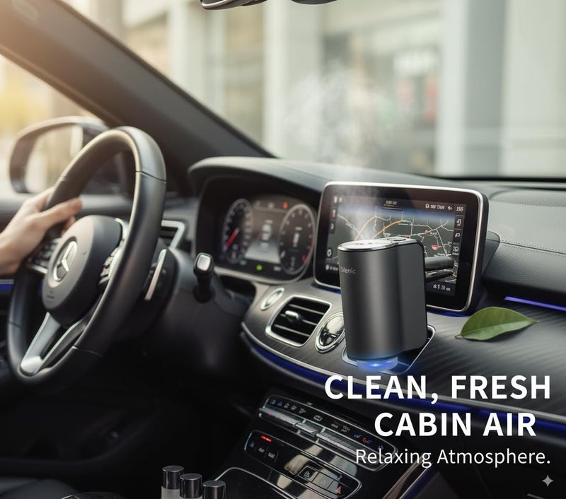 Orlenic Smart Car Diffuser Air Freshener with 3 Adjustable Fragrance Levels, Rechargeable Automatic Aromatherapy Vent Clip, Ultrasonic Mist, Includes 3 Natural Perfume Bottles for Vehicles - Image 2