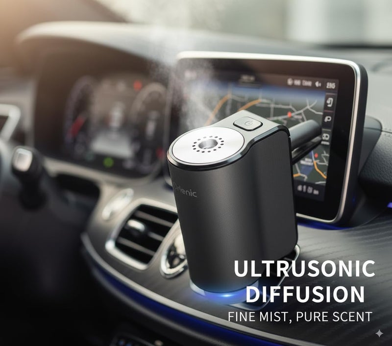 Orlenic Smart Car Diffuser Air Freshener with 3 Adjustable Fragrance Levels, Rechargeable Automatic Aromatherapy Vent Clip, Ultrasonic Mist, Includes 3 Natural Perfume Bottles for Vehicles - Image 3