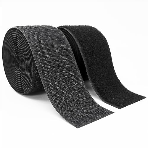 Matenf Sew On Hook and Loop Strips, 2 Inch Wide, Easy to Sew, Excellent Grip, Non-Adhesive, Interlocking Tape, Hook & Loop Tape for Clothing Sewing Crafts and DIY Projects, Each Roll 2'' x 6', Black - Image 1