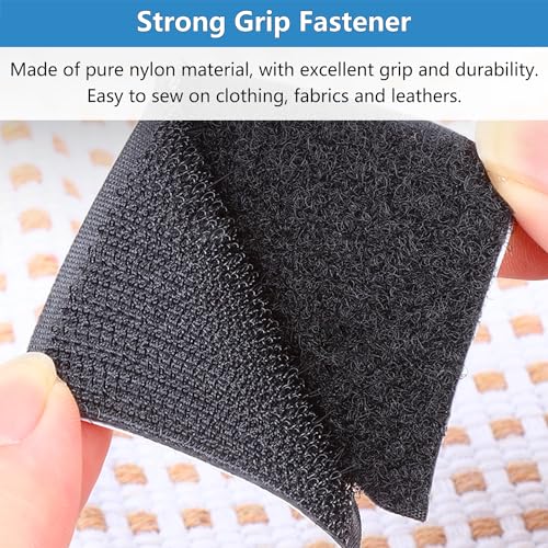 Matenf Sew On Hook and Loop Strips, 2 Inch Wide, Easy to Sew, Excellent Grip, Non-Adhesive, Interlocking Tape, Hook & Loop Tape for Clothing Sewing Crafts and DIY Projects, Each Roll 2'' x 6', Black - Image 5