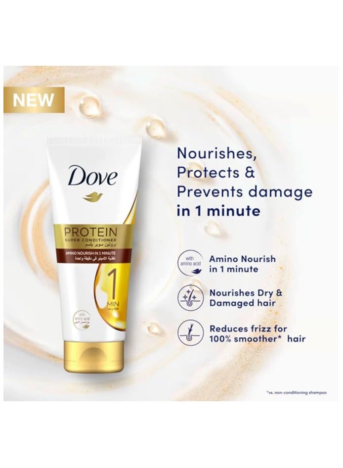 Dove Protein Super Conditioner Smooths Frizzy Dry Hair In Just 1 Minute With Amino Nourish 180ml  - Image 4