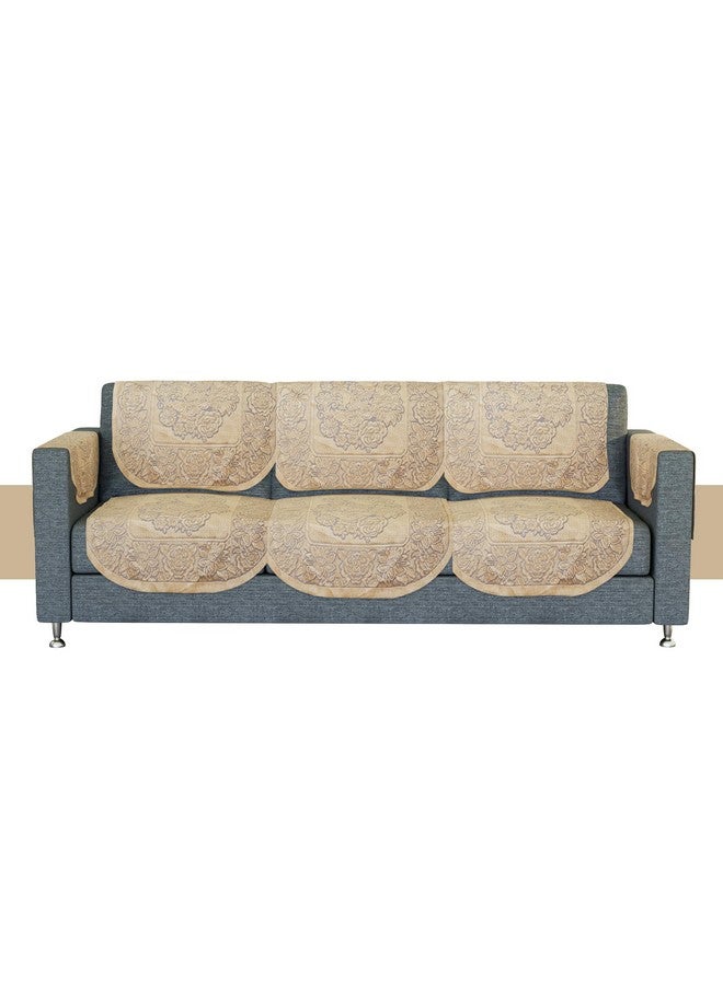 Kuber Industries Sofa Cover | Net Sofa Slipcover Set | 5 Seater Sofa Cover with Arms for Hall | Couch Sofa Cover Set | Sofa Cover for Hall & Living Room D�cor | Sun-Shine Print | Golden - Image 2