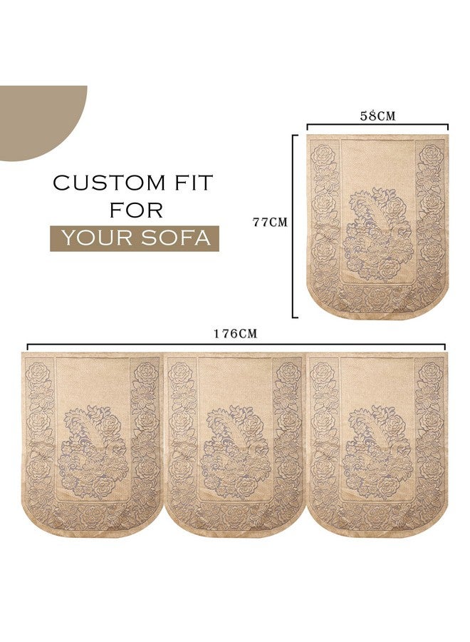 Kuber Industries Sofa Cover | Net Sofa Slipcover Set | 5 Seater Sofa Cover with Arms for Hall | Couch Sofa Cover Set | Sofa Cover for Hall & Living Room D�cor | Sun-Shine Print | Golden - Image 3