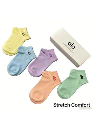 5 Pairs Women's Ankle Socks, Breathable Cotton Low Cut No Show Socks in Gift Box for Sneakers, Daily Wear and Light Exercise (Multicolor) - view 3