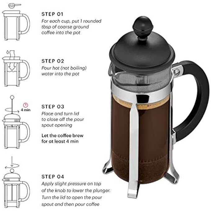 bodum Caffettiera 3 Cup French Press Coffee Maker White 035 L 12 Oz - Image 5