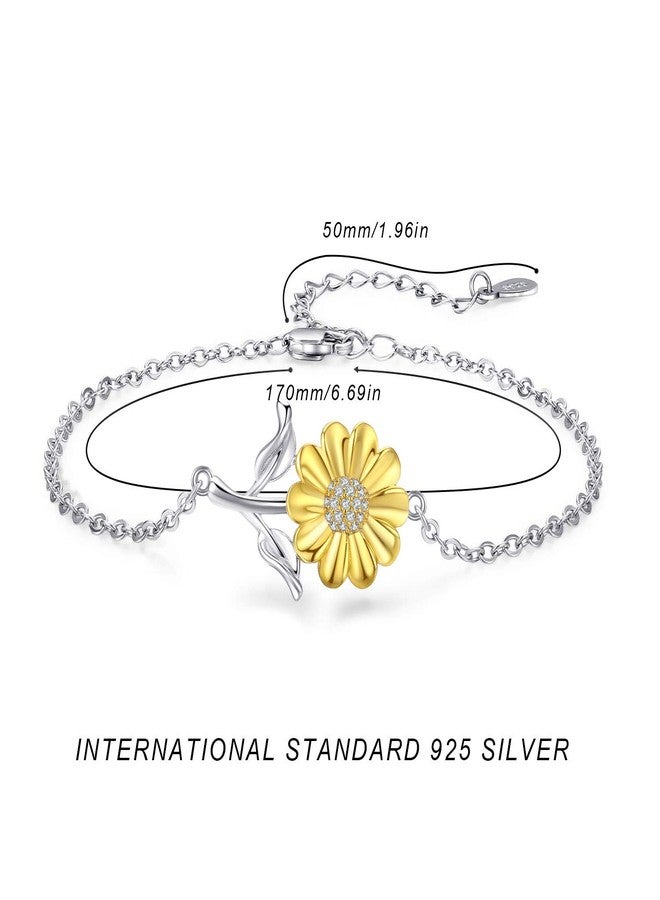Cuoka Sunflower Bracelet 925 Sterling Silver Sunflower Jewelry Sunflower Mother Day Gift Summer Jewelry For Women with Gift Box - Image 5