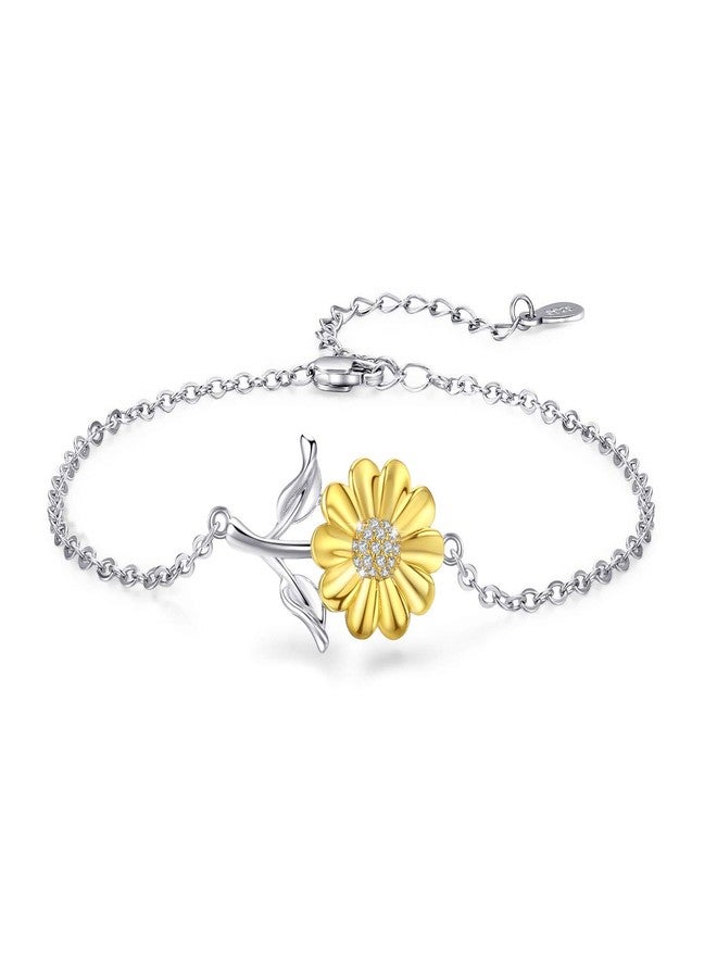 Cuoka Sunflower Bracelet 925 Sterling Silver Sunflower Jewelry Sunflower Mother Day Gift Summer Jewelry For Women with Gift Box - Image 1